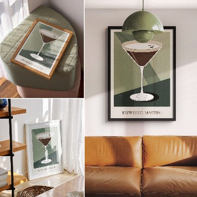 Poszter nyomtatás Modern martini zöld, bézs és fehér színben