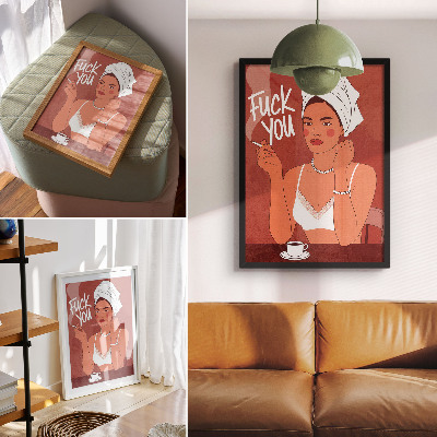 Poszter nyomtatás Vörös-fehér elegáns portré egy humoros nőről