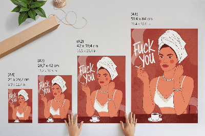 Poszter nyomtatás Vörös-fehér elegáns portré egy humoros nőről