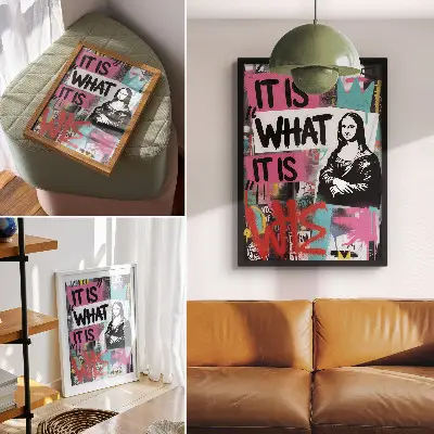Retro poszter energikus graffiti stílusú klasszikus ikon szöveges kontraszttal