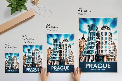 Poszter prágai futurisztikus építészet modern stílusban