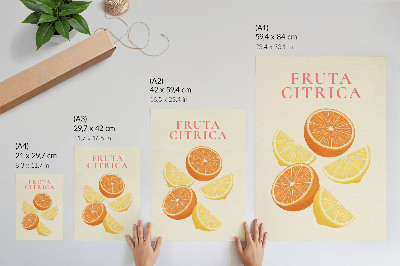 Retro plakát Citrus motívum meleg árnyalatokban