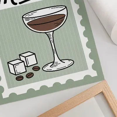 Poszter espresso martini vintage stílusú grafikával