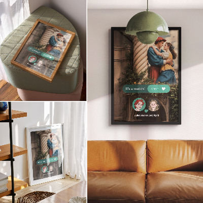 Poszter Szerelem jelenet klasszikus hangulatú zöld elrendezés