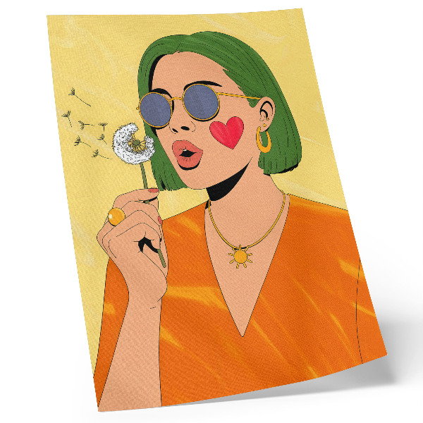 Poszter Pop-art illusztráció zöld hajjal