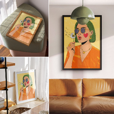Poszter Pop-art illusztráció zöld hajjal