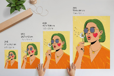 Poszter Pop-art illusztráció zöld hajjal
