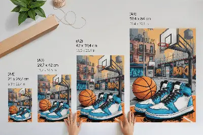 Retro plakát modern stílusú graffiti városi játszótér mintával