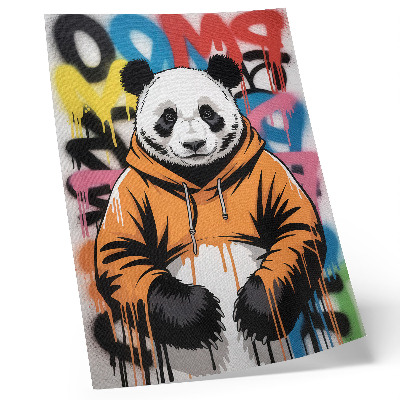 Retro plakát Panda graffitiző pulóverben, utcai stílusban
