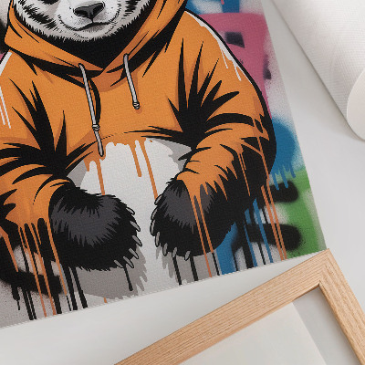 Retro plakát Panda graffitiző pulóverben, utcai stílusban