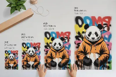 Retro plakát graffitis panda mintával utcai stílusban