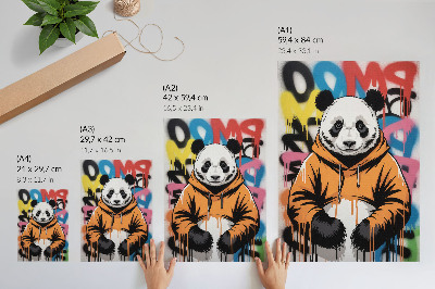 Retro plakát Panda graffitiző pulóverben, utcai stílusban