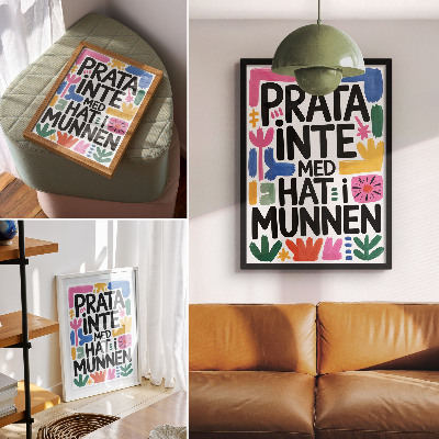 Retro plakát Fekete betűk színes ecsetvonások modern stílusban
