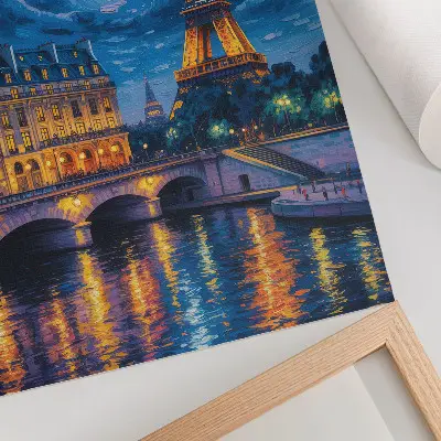 Poszter párizsi éjszakai látkép teliholddal és az Eiffel-toronnyal