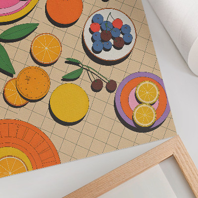 Retro plakát Dinamikus gyümölcskompozíció geometrikus alapon