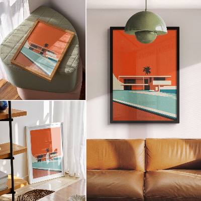 Poszter Villa Orange Sky Minimalista Kompozíció