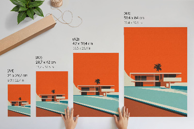 Poszter Villa Orange Sky Minimalista Kompozíció