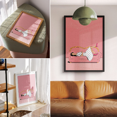 Poszter nyomtatás Békés relaxációs jelenet nő rózsaszín kanapé