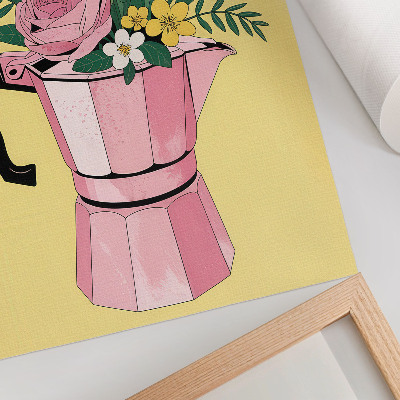 Retro plakát Modern illusztráció rózsaszín kávéskannával