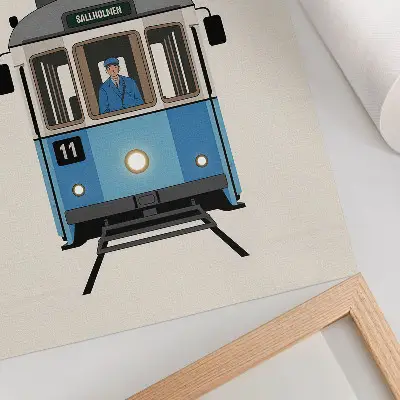 Poszter nyomtatás minimalista retro villamos mintával