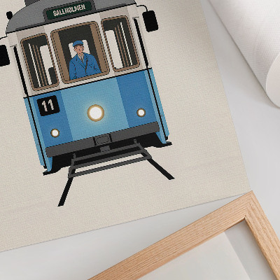 Poszter nyomtatás Retro villamos minimalista stílusban