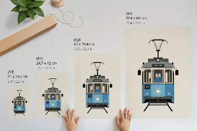 Poszter nyomtatás minimalista retro villamos mintával