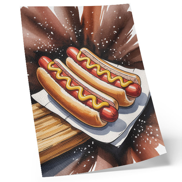 Retro plakát Ínycsiklandó hot dogok vidám, modern környezetben