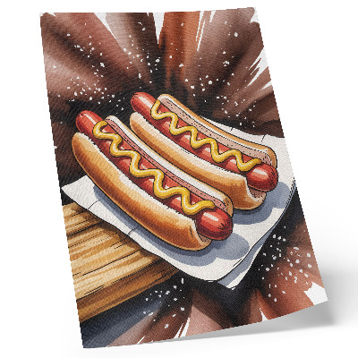 Retro plakát Ínycsiklandó hot dogok vidám, modern környezetben