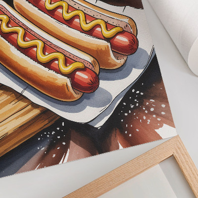Retro plakát Ínycsiklandó hot dogok vidám, modern környezetben