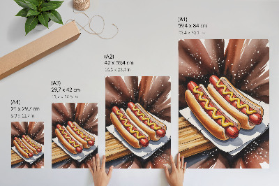 Retro plakát Ínycsiklandó hot dogok vidám, modern környezetben