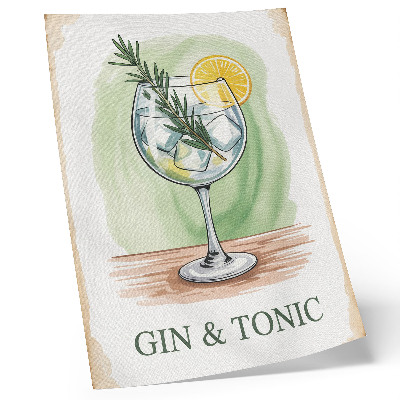 Poszter nyomtatás Egy pohár gin, rozmaring és citrom zöld alapon