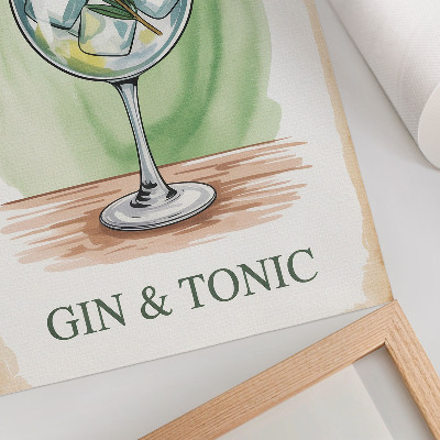 Poszter nyomtatás Egy pohár gin, rozmaring és citrom zöld alapon
