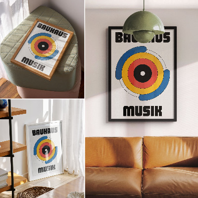 Poszter nyomtatás Bauhaus stílus körökben erős színek modernitás