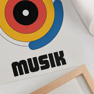 Poszter nyomtatás bauhaus stílusú, élénk színű, modern körök mintával