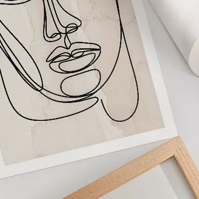 Poszter nyomtatás minimalista elegáns bézs és fekete arc motívummal