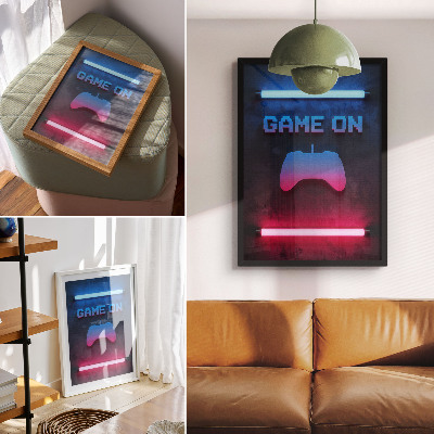 Retro plakát Neon pixel felirat játékpad dinamika