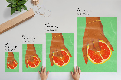 Poszter Kézzel grapefruit élénk színekkel pop-art