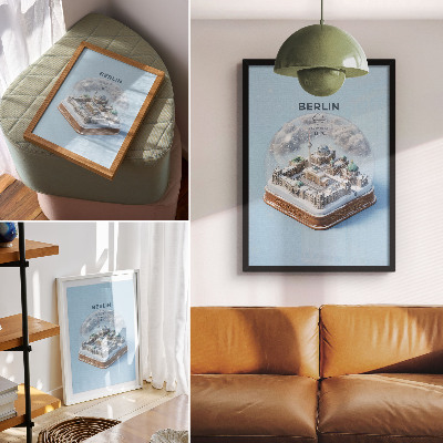 Poszter nyomtatás Egy miniatűr város egy üveg hógömbben