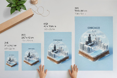 Retro plakát Egy miniatűr város téli környezetben