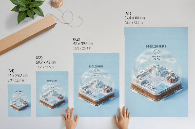 Poszter Miniatűr Helsinki egy hógömbben