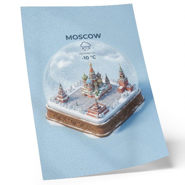 Retro plakát Miniatűr Moszkva egy téli hógömbben