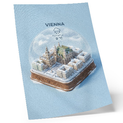 Retro plakát Bécs miniatűr panorámája üveggömbben