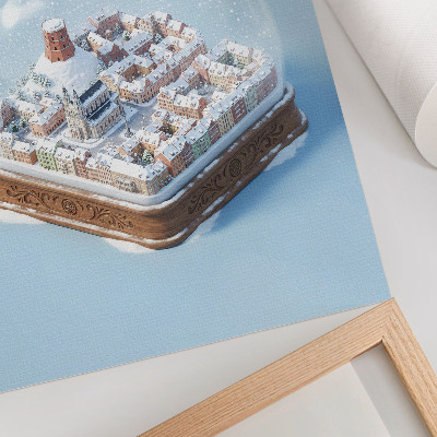 Poszter nyomtatás Miniatűr város gömb alakúra, téli hangulat, varázslat