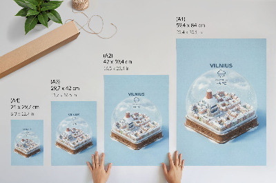 Poszter nyomtatás Miniatűr város gömb alakúra, téli hangulat, varázslat