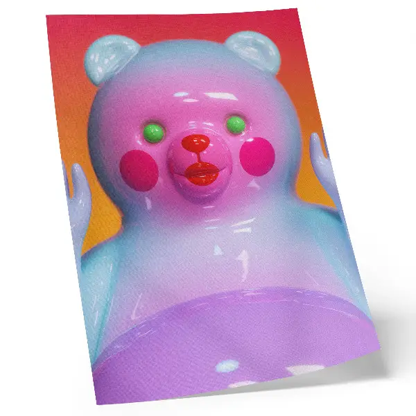 Retro plakát színes plüssmackós modern kompozíció