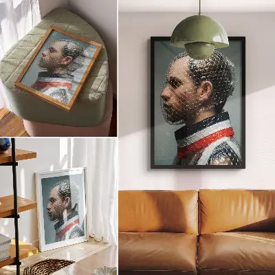 Poszter nyomtatás modern portré buborék mintával