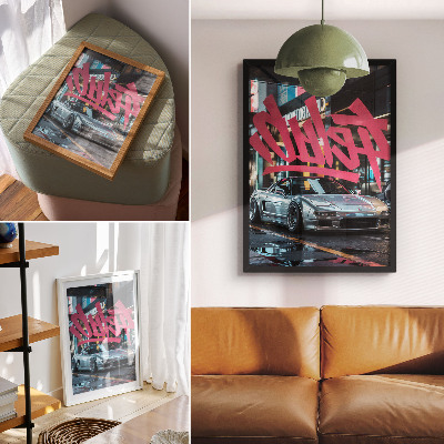 Retro plakát Sportautó graffiti modern városi élet hangulat