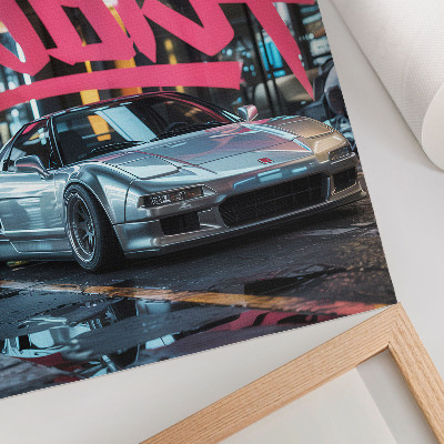 Retro plakát Sportautó graffiti modern városi élet hangulat