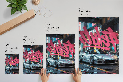 Retro plakát Sportautó graffiti modern városi élet hangulat