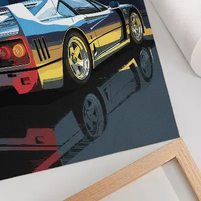 Retro poszter sportautó modern eleganciával éjszakai városban